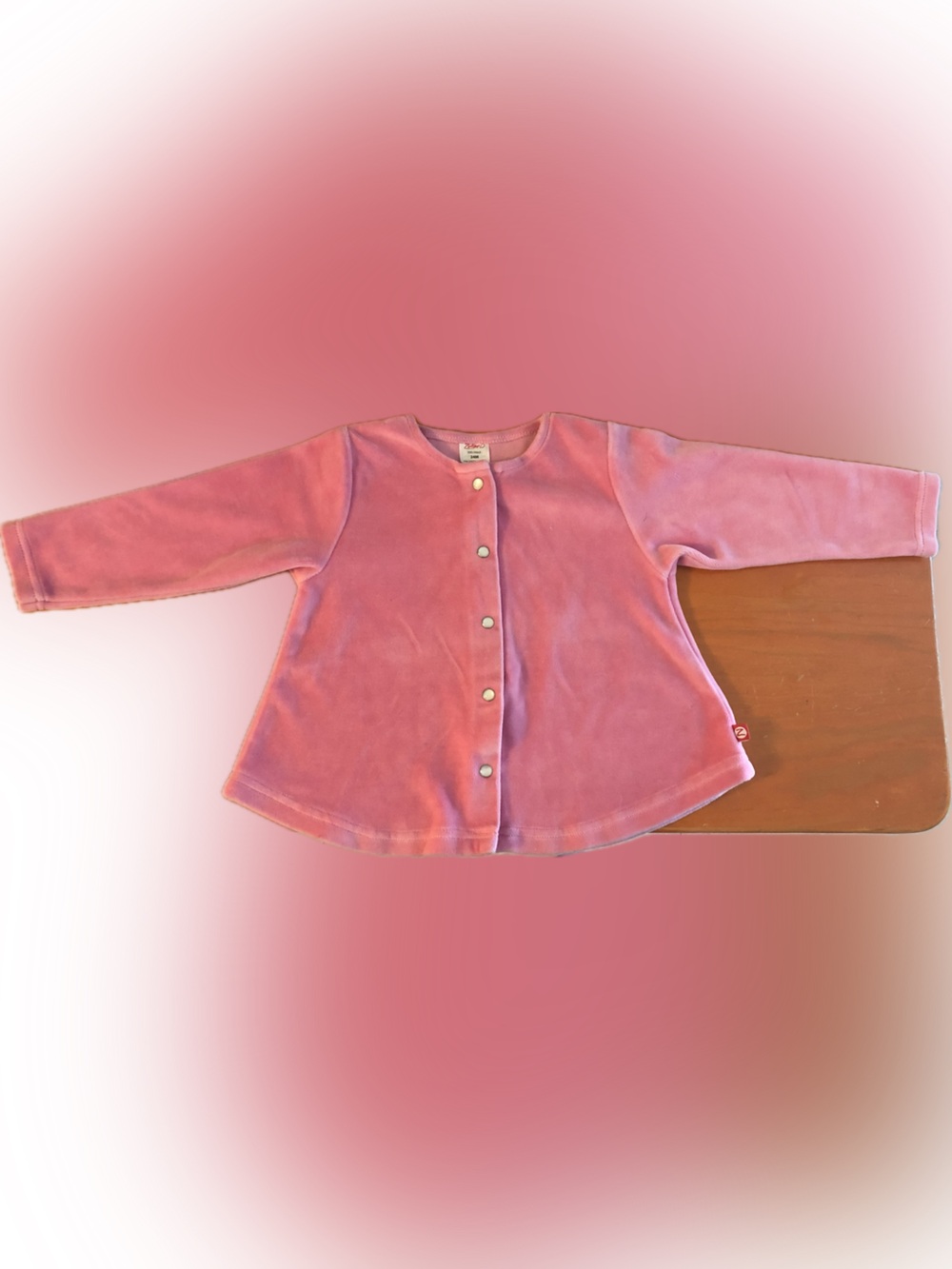Pink Long-Sleeve Girls Velour Snap Jacket